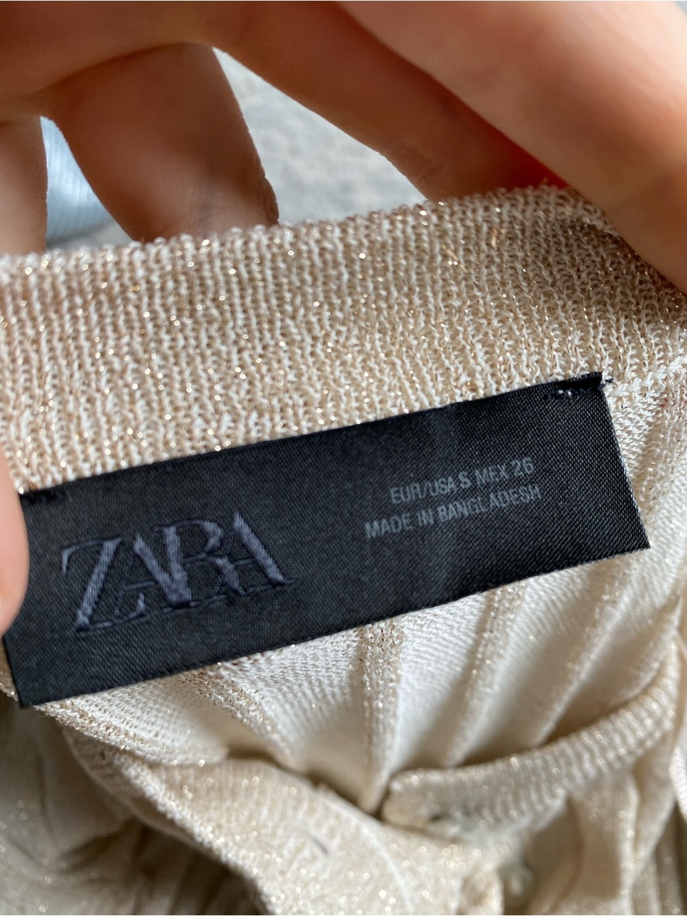 ZARA Women’s Ruffle-Trim Ribbed Cardigan - Cream - Picture 8 of 8